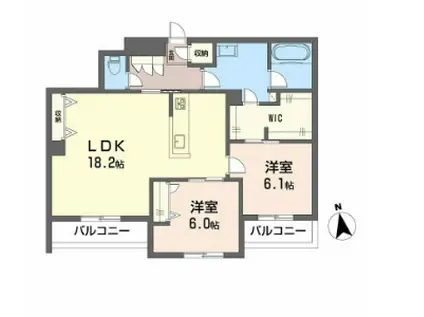 ベレオ安宅(2LDK/1階)の間取り写真