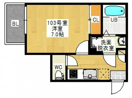 REGALEST CLIO(1K/1階)の間取り写真