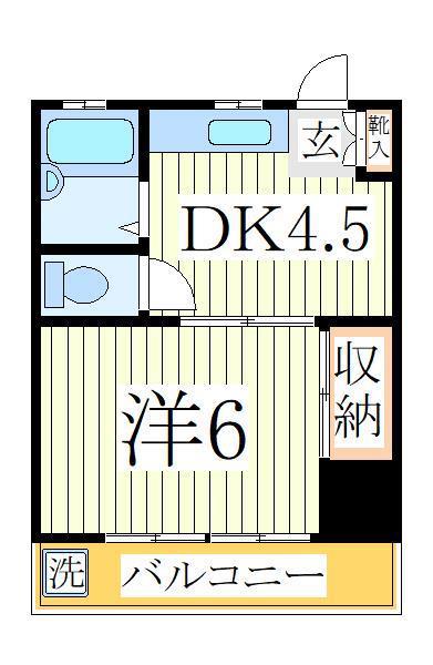 グレース南柏I(1DK/2階)の間取り写真