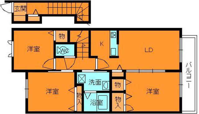フィオーレ(3LDK/2階)の間取り写真