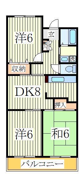 山口ビル(3DK/2階)の間取り写真