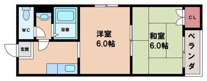 スポール南住吉(2K/4階)の間取り写真