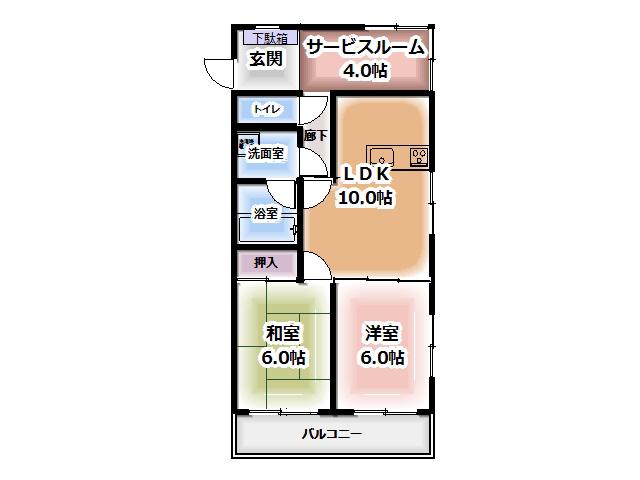 あずさハイツ(2SLDK/3階)の間取り写真