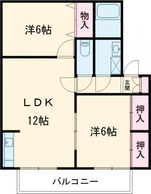 セジュールウエスト B(2LDK/2階)の間取り写真