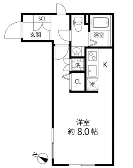 BRANCHE大森山王(ワンルーム/2階)の間取り写真