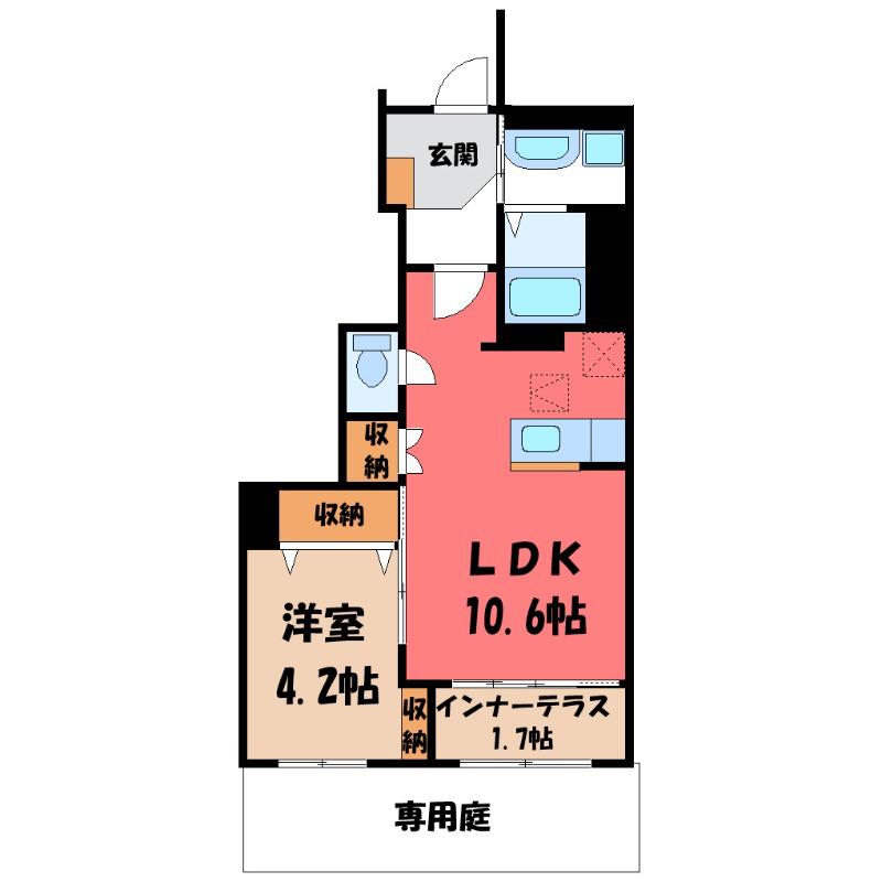 高崎市上小鳥町N様アパート工事(1LDK/1階)の間取り写真