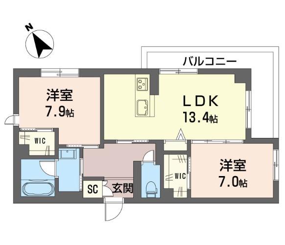 ティエンポ フェリズ I(2LDK/4階)の間取り写真