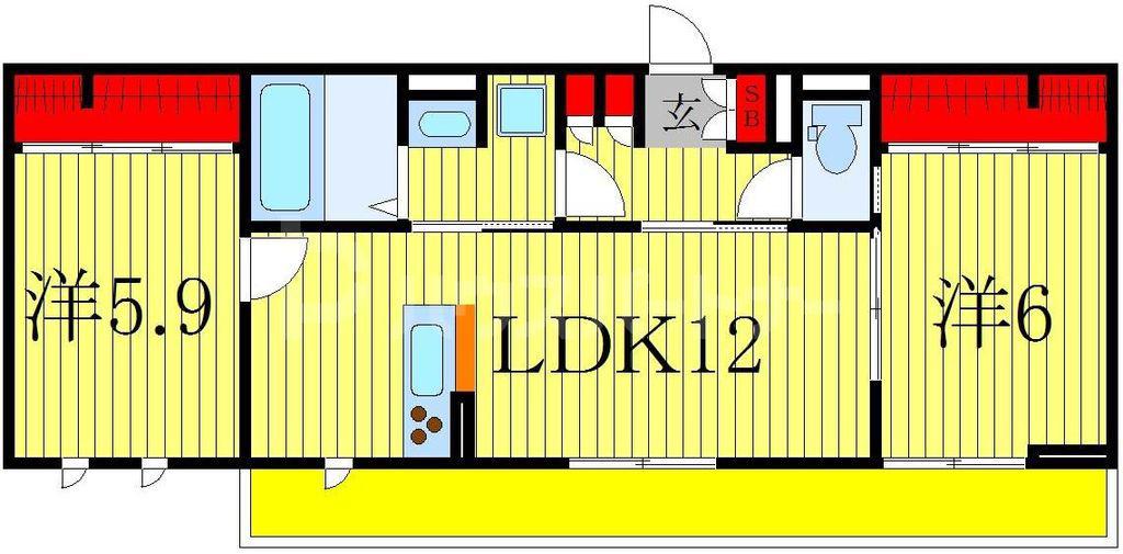 ベリーナ(2LDK/3階)の間取り写真