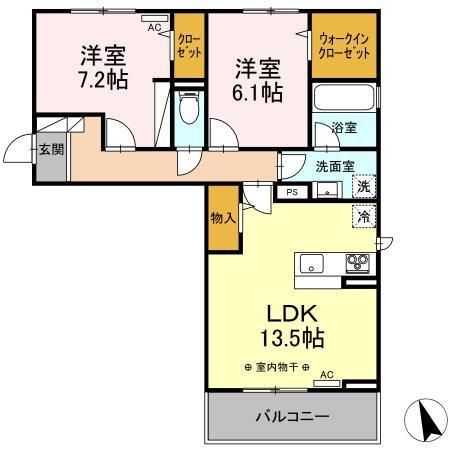 ユーストマ(2LDK/2階)の間取り写真