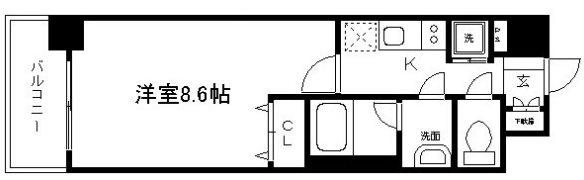 ベラジオ五条堀川II(1K/2階)の間取り写真