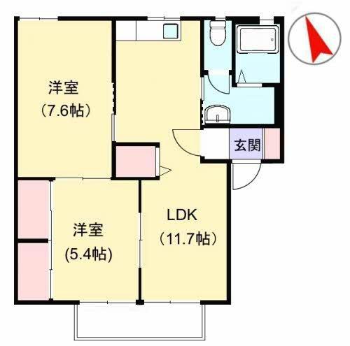 サンハイツ市の上(2LDK/1階)の間取り写真