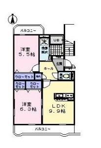 サンフォレスト(2LDK/4階)の間取り写真