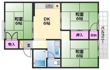 ハイツ井上(3DK/2階)の間取り写真
