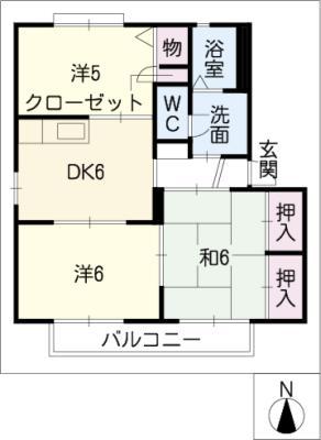 アヴァンセII(3DK/1階)の間取り写真