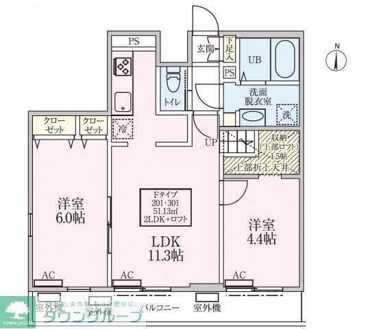 スカイルーチェ川口芝中田(2LDK/3階)の間取り写真