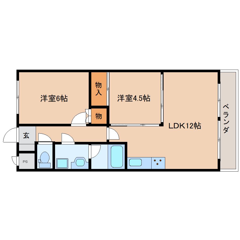 ディアコート王寺(2LDK/3階)の間取り写真