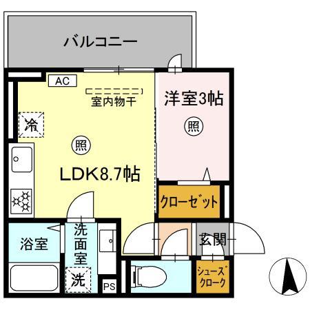 AUGUSTA(1LDK/3階)の間取り写真