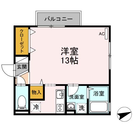 グランドソレーユ(ワンルーム/1階)の間取り写真