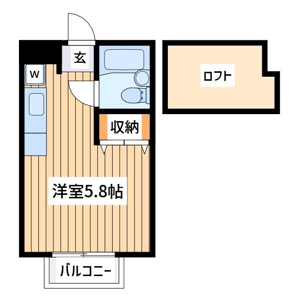 協栄ハイツ(ワンルーム/2階)の間取り写真
