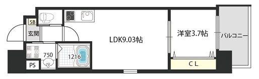 V-ランコントル吹田(1LDK/9階)の間取り写真
