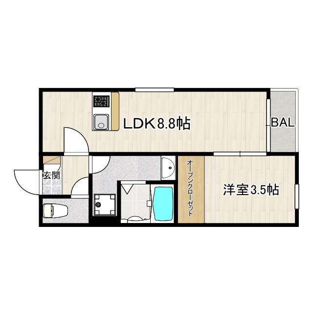 LE CALME(1LDK/2階)の間取り写真