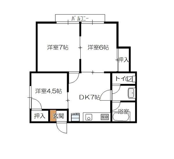 福永アパート(3DK/1階)の間取り写真