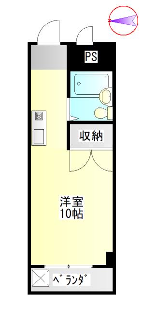 九重町マンション(1K/3階)の間取り写真