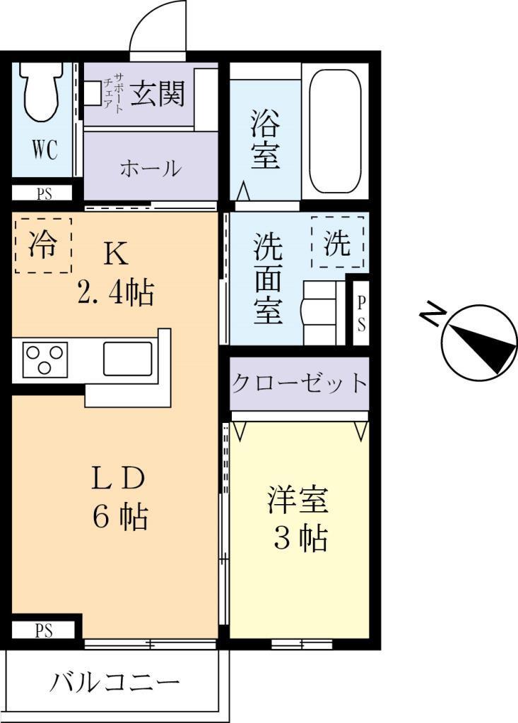 プリモ・カーサ(1LDK/2階)の間取り写真