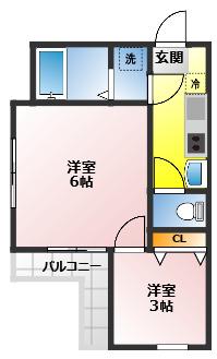 MAISON DE TSURUSE(1DK/2階)の間取り写真