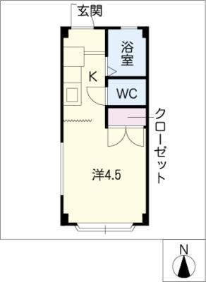 サンハイツ長坂A棟(1K/3階)の間取り写真