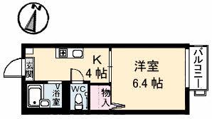 アメニティ土居 A棟(1K/2階)の間取り写真