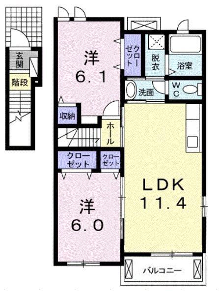 サンハイツI(2LDK/2階)の間取り写真