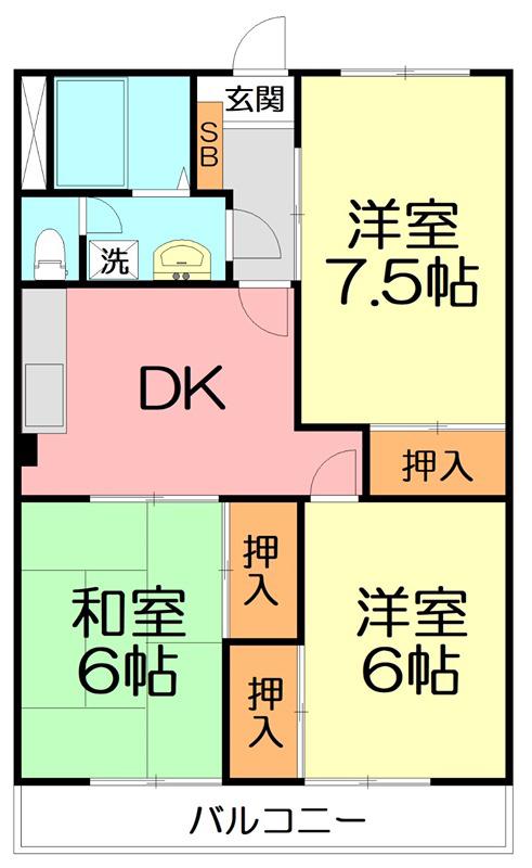エステート萩園(3DK/2階)の間取り写真