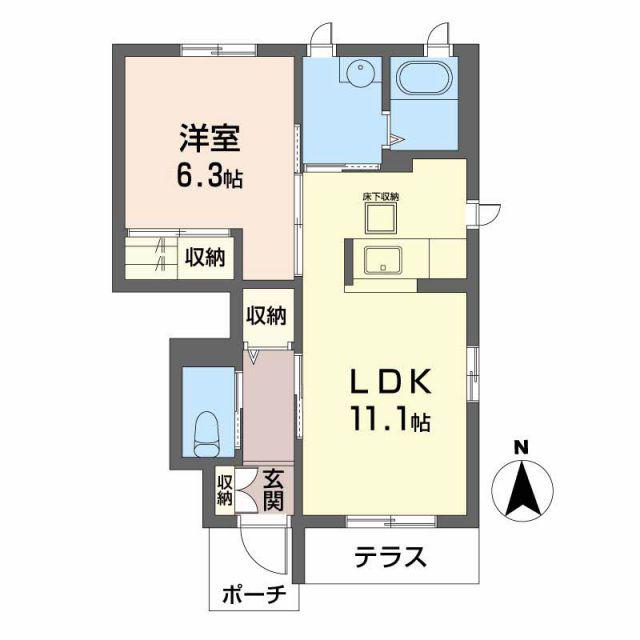 わかやま電鉄貴志川線 伊太祈曽駅 徒歩10分 2階建 築16年(1LDK/1階)の間取り写真