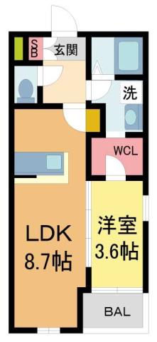シェモア・グランデ西宮II(1LDK/3階)の間取り写真