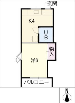 グリーンハイツ鳥羽見(1K/2階)の間取り写真