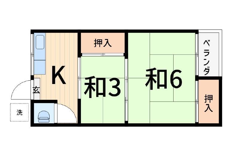 相原荘(2K/2階)の間取り写真