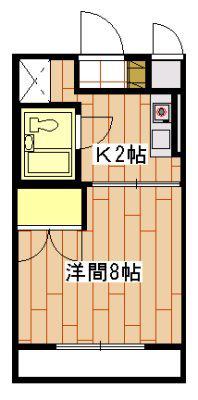 グランパレI(1K/2階)の間取り写真