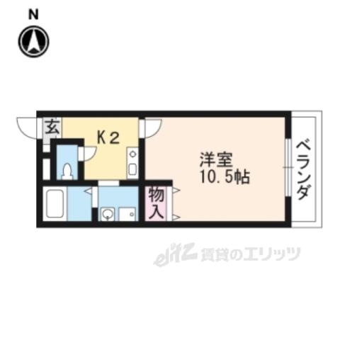 アンプルールチェリー(1K/1階)の間取り写真