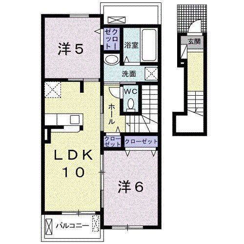 エヴァーレオ II(2LDK/2階)の間取り写真