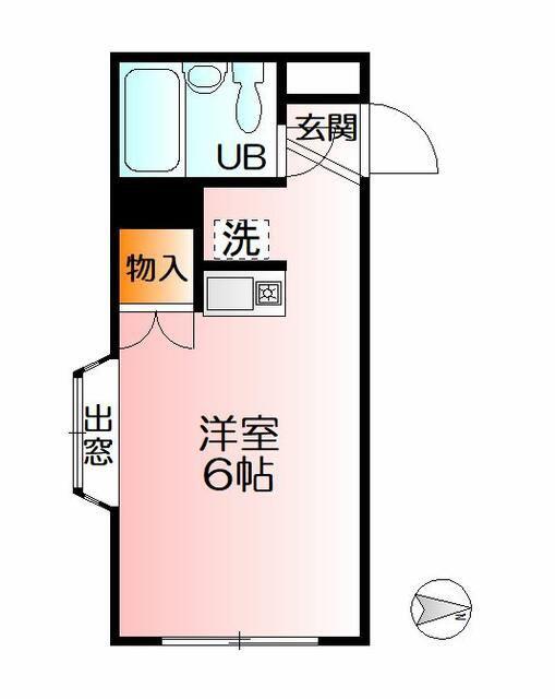 リバーハイツ(ワンルーム/1階)の間取り写真