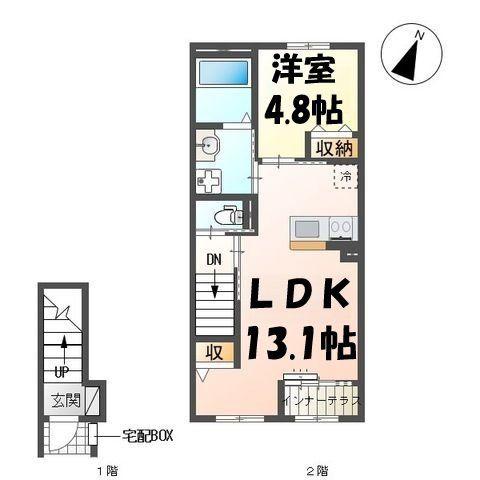 春日部市花積アパート工事(1LDK/2階)の間取り写真