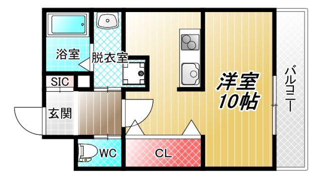 エアルレジデンスII(1K/2階)の間取り写真