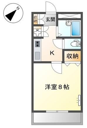 グランドハイムB棟(1K/2階)の間取り写真