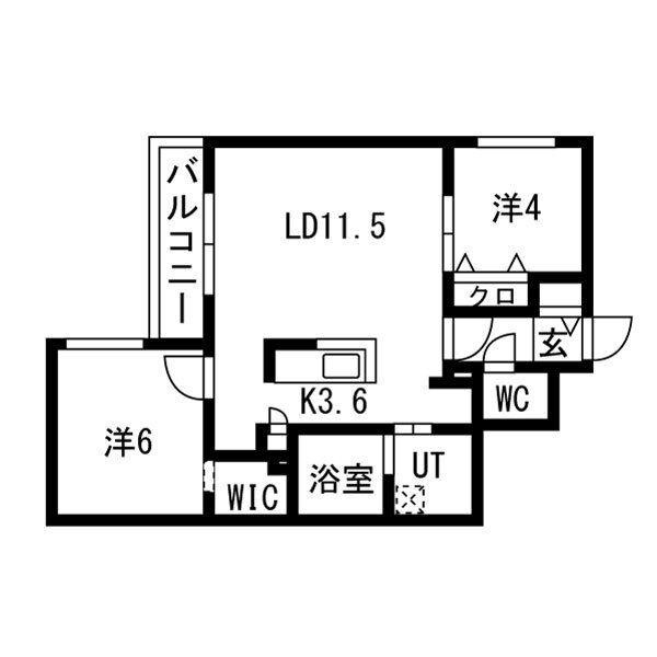 LIEN発寒(2LDK/2階)の間取り写真