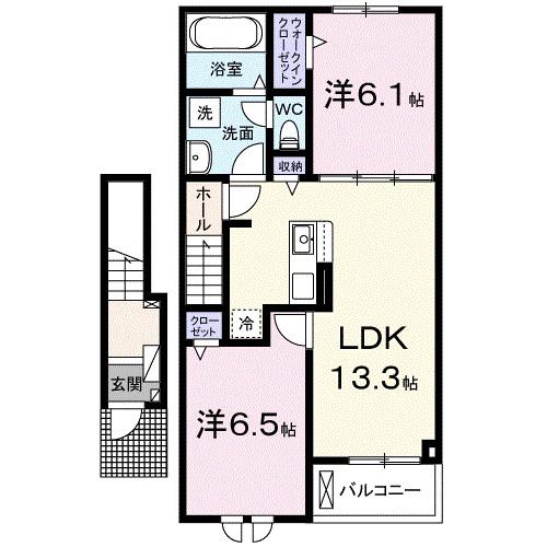 富夢想家 十一番館(2LDK/2階)の間取り写真