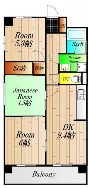 グランドハイツ栄伸(3DK/2階)の間取り写真