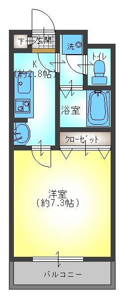 STUDIO S(1K/2階)の間取り写真