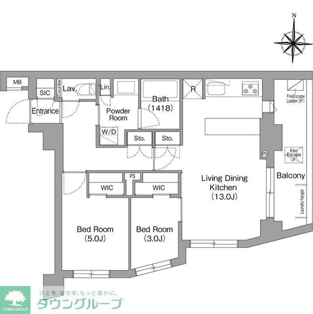 コンフォリア・リヴ永福町(2LDK/2階)の間取り写真