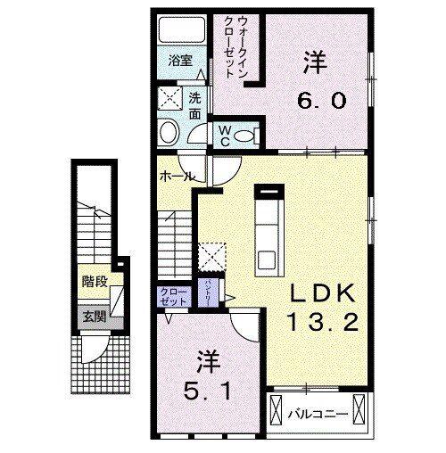 アビタシオンII(2LDK/2階)の間取り写真